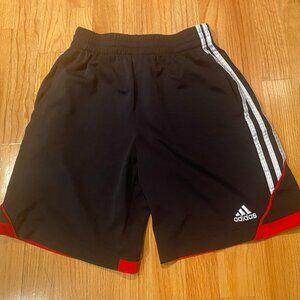 Addidas Black Boys Shorts with white and red stripes Size  L (14 - 16)